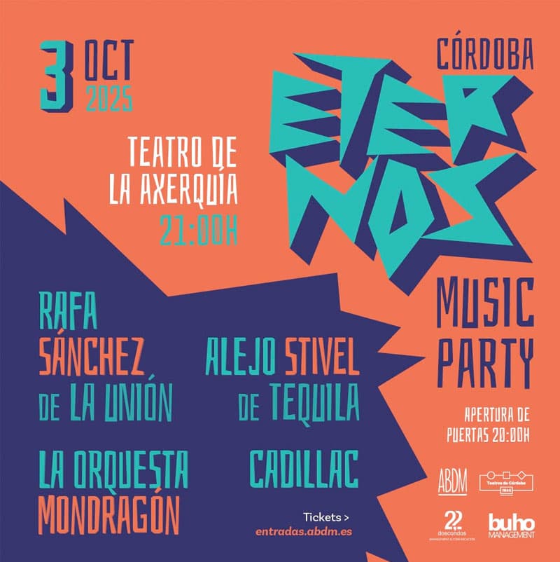 ETERNOS Music Party. Teatro de la Axerquía Córdoba. Viernes 3 Octubre 2025