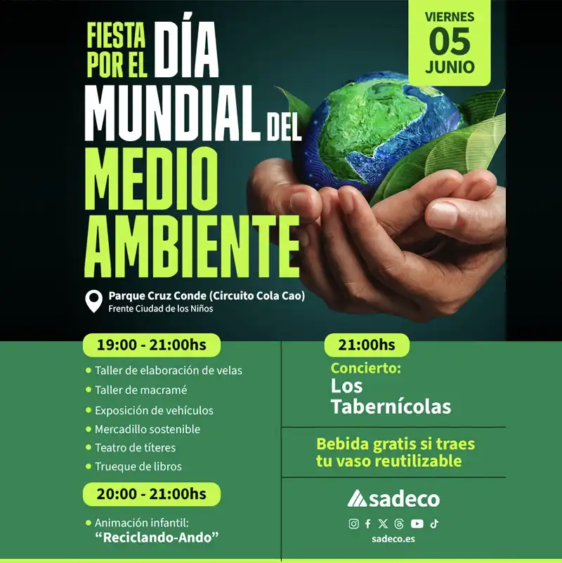 Fiesta por el DÍA MUNDIAL DEL MEDIO AMBIENTE. Córdoba. Viernes 5 Junio 2026 Fiesta por el DÍA MUNDIAL DEL MEDIO AMBIENTE. Córdoba. Viernes 5 Junio 2026