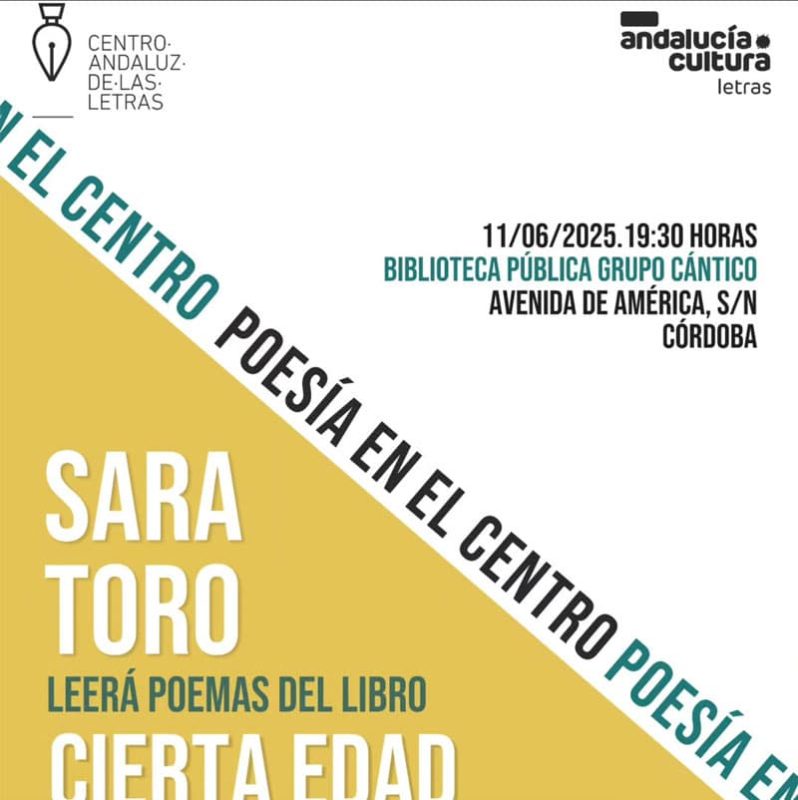 POESIA EN EL CENTRO. Sara Toro. Biblioteca Grupo Cantico. Cordoba. 11 Junio 2025