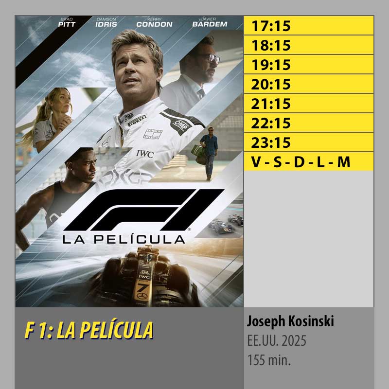 F 1- LA PELÍCULA MK2 CineSur Tablero Córdoba