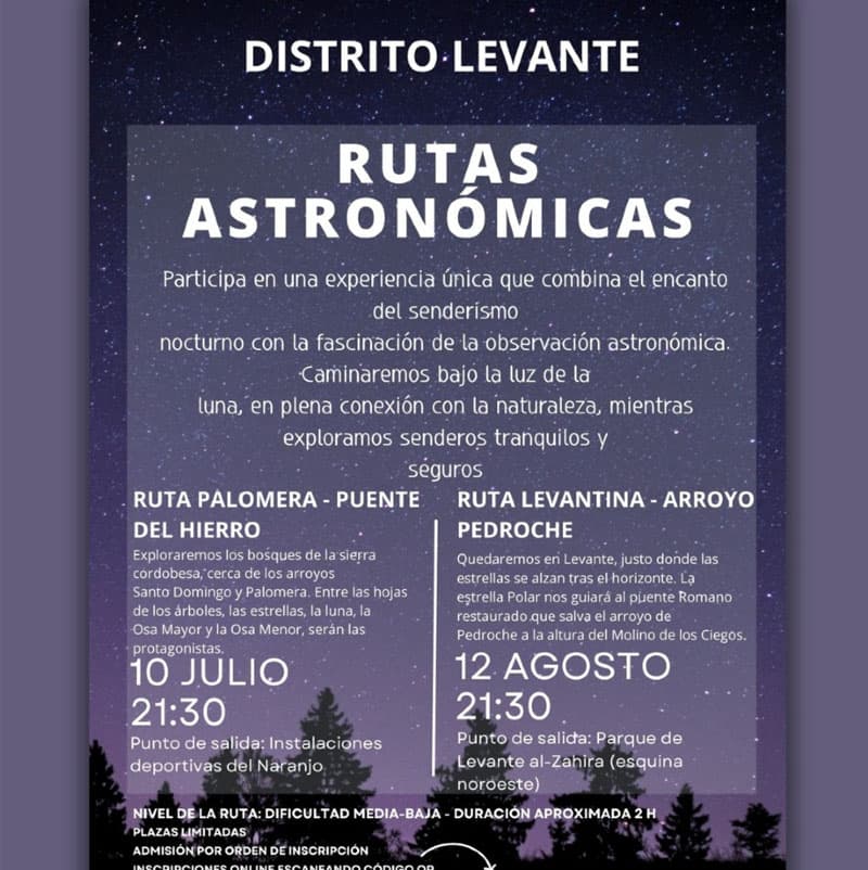 RUTAS ASTRONÓMICAS. Distrito Levante Córdoba. Verano 2025