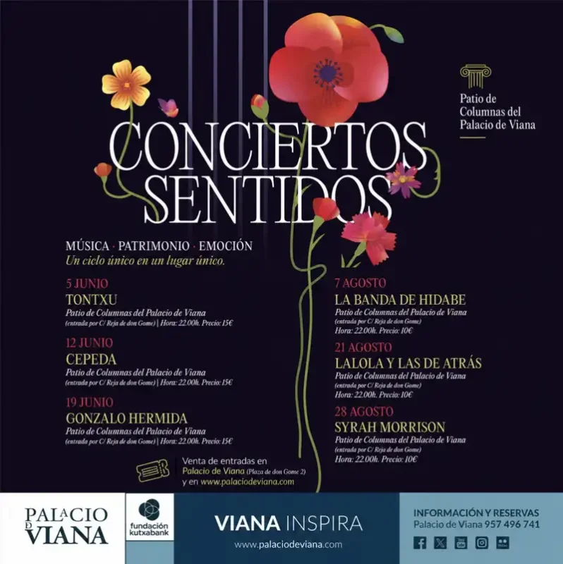 CONCIERTOS SENTIDOS. Palacio de Viana. Cordoba. Junio y Agosto 2026