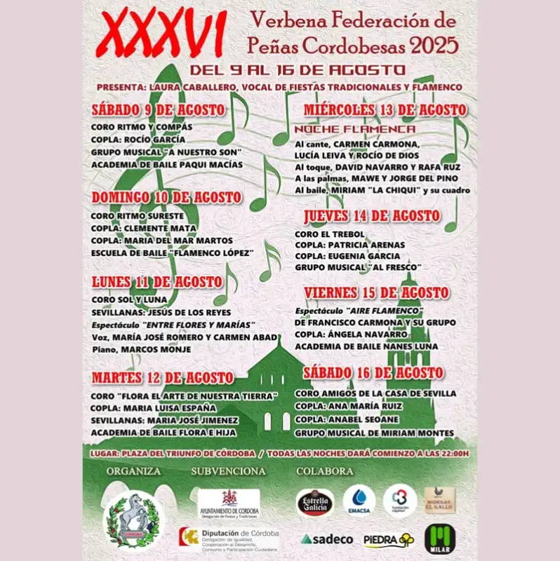XXXVI VERBENA FEDERACION DE PENAS CORDOBESAS. Agosto 2025