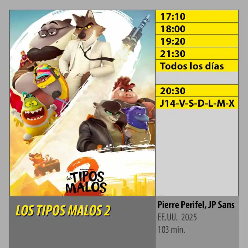 LOS TIPOS MALOS 2 MK2 CineSur Tablero Córdoba