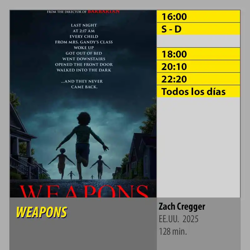 WEAPONS. CINES AXION Córdoba