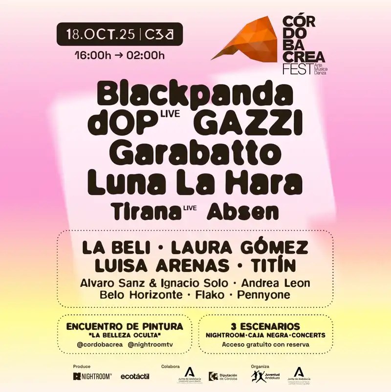 CÓRDOBA CREA FEST. Conciertos. Sábado 18 Octubre 2025