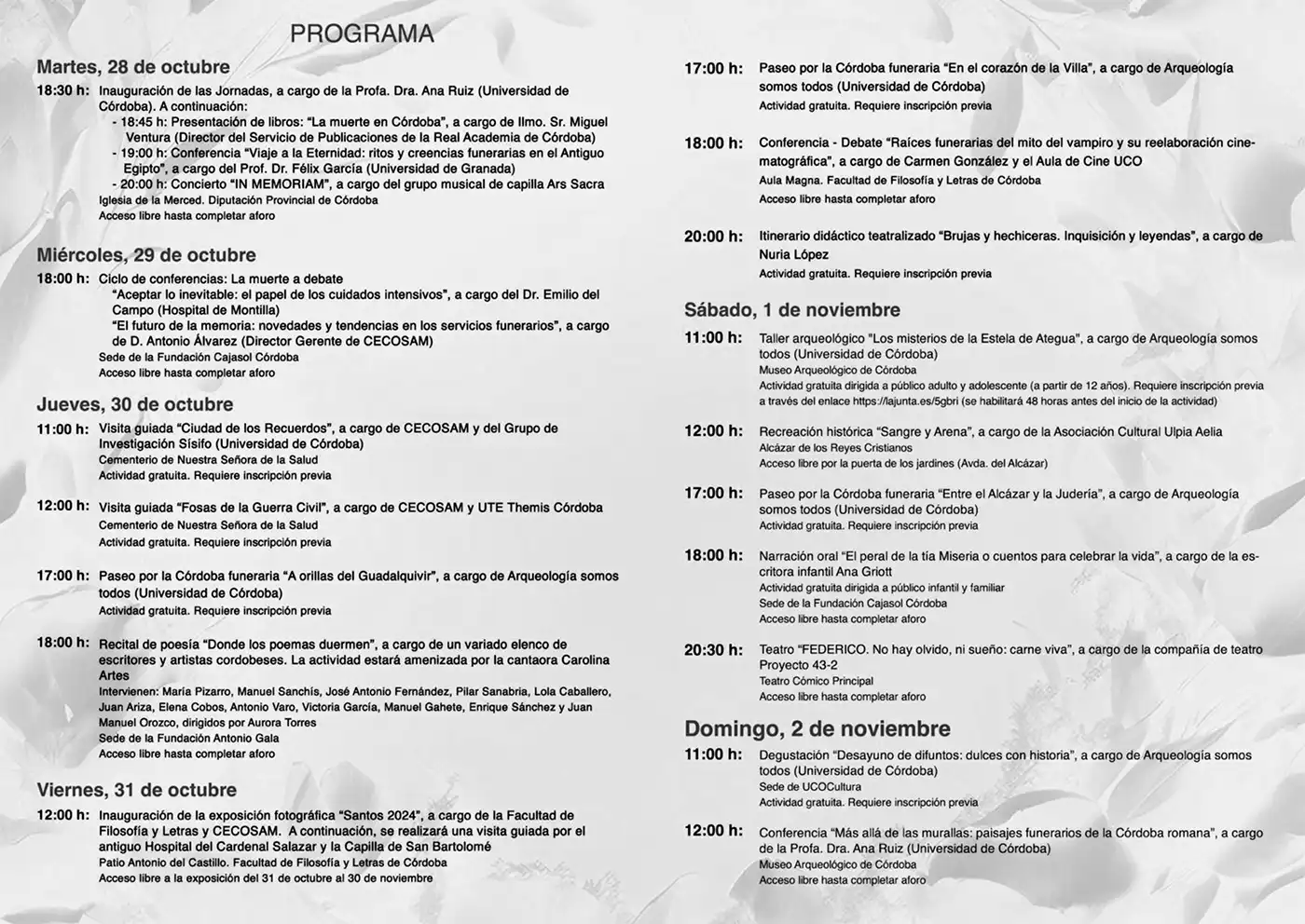 IN MEMORIAM. Programa completo