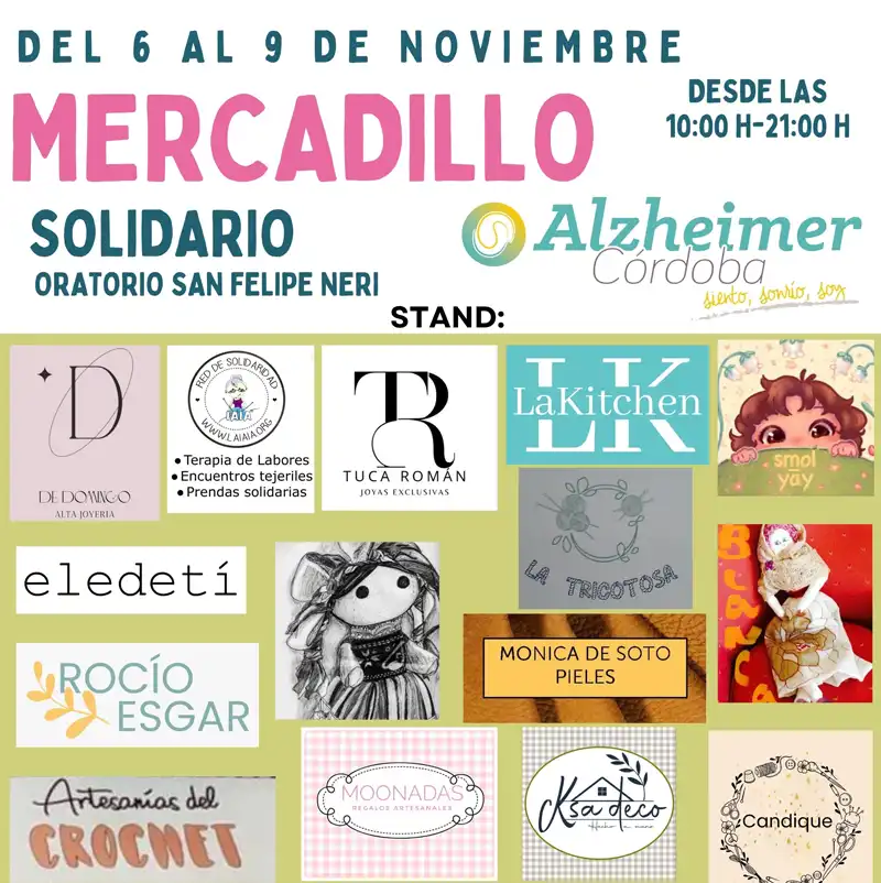 MERCADILLO SOLIDARIO ALZHEIMER CÓRDOBA. Del 6 al 9 Noviembre 2025 MERCADILLO SOLIDARIO ALZHEIMER CÓRDOBA. Del 6 al 9 Noviembre 2025