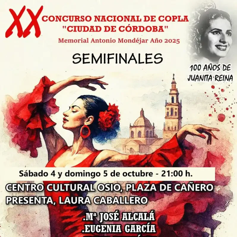 XX CONCURSO NACIONAL DE COPLA CIUDAD DE CORDOBA. Centro Cultural Osio. Cordoba. 4 5 octubre 2025