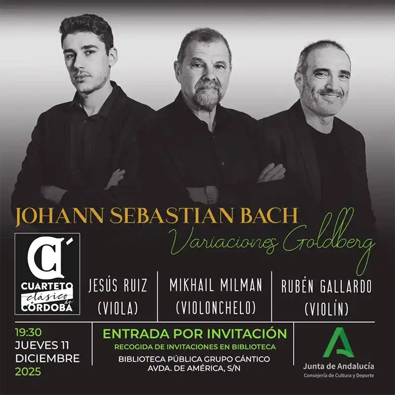CUARTETO CLASICO DE CORDOBA. Biblioteca Grupo Cantico. Cordoba. Jueves 11 Diciembre 2025