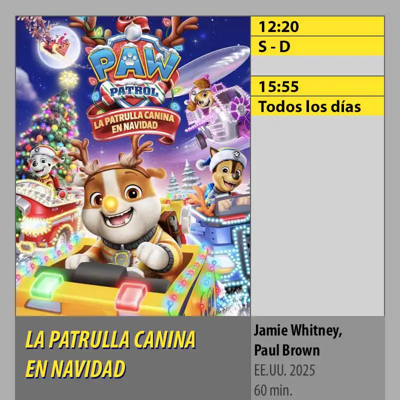 LA PATRULLA CANINA EN NAVIDAD MK2 CineSur Tablero Córdoba LA PATRULLA CANINA EN NAVIDAD MK2 CineSur Tablero Córdoba
