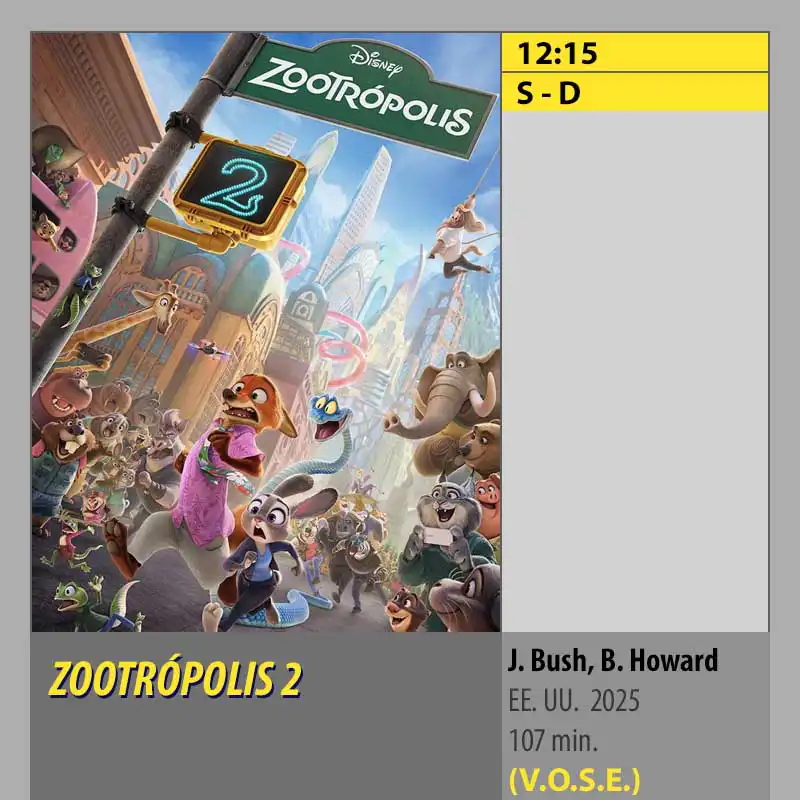 ZOOTRÓPOLIS 2 VOSE MK2 CineSur Tablero Córdoba