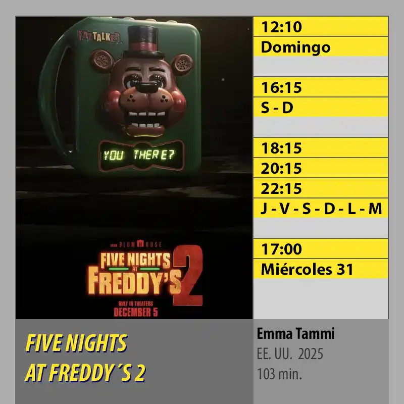 FIVE NIGHTS AT FREDDY´S 2 CINES AXION Córdoba