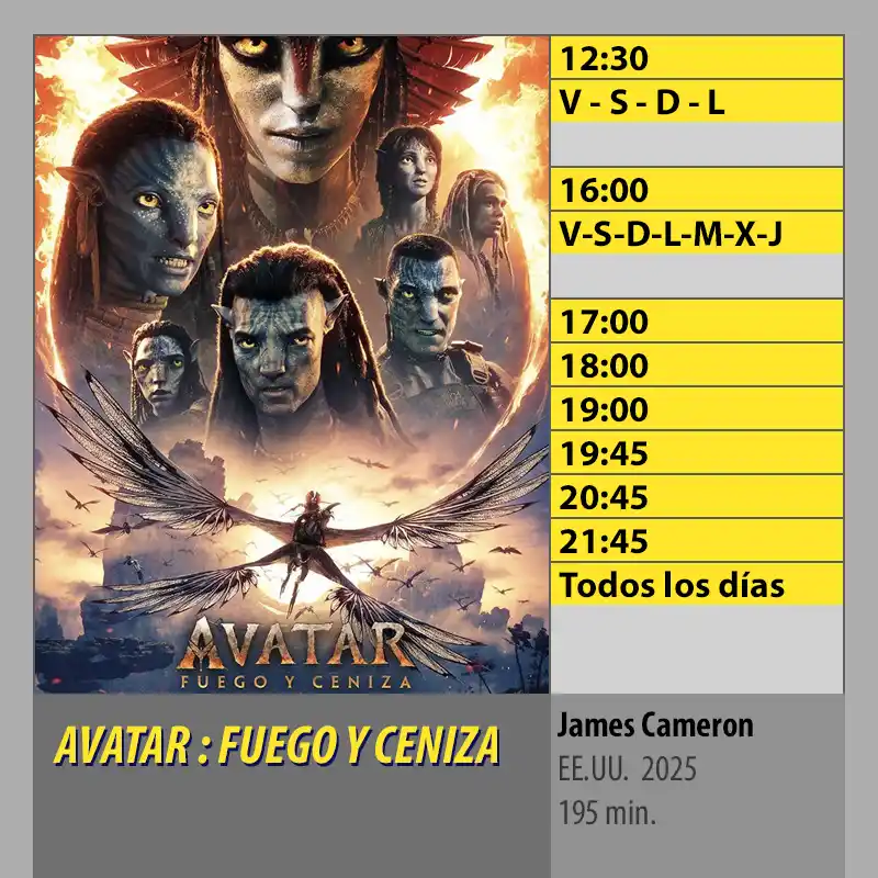 AVATAR - FUEGO Y CENIZA 3D MK2 CineSur Tablero Córdoba