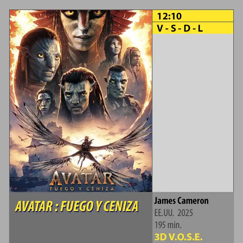 AVATAR - FUEGO Y CENIZA VOSE 3D MK2 CineSur Tablero Córdoba