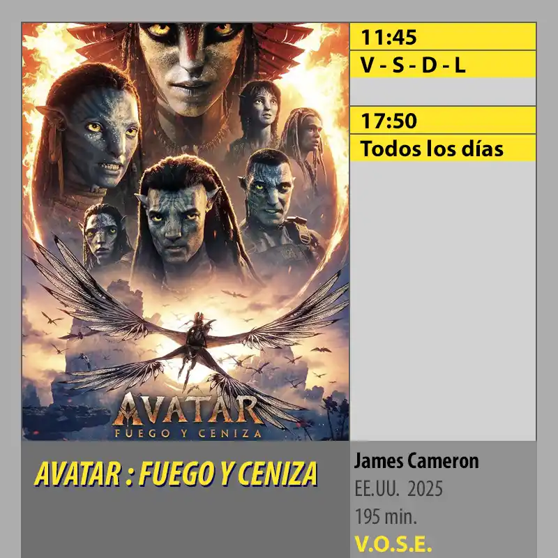 AVATAR - FUEGO Y CENIZA VOSE MK2 CineSur Tablero Córdoba