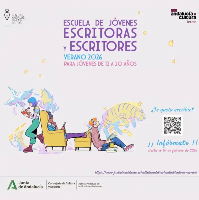 ESCUELA DE JOVENES ESCRITORAS Y ESCRITORES. Junta de Andalucia. Solicitudes hasta el 10 Febrero 2026