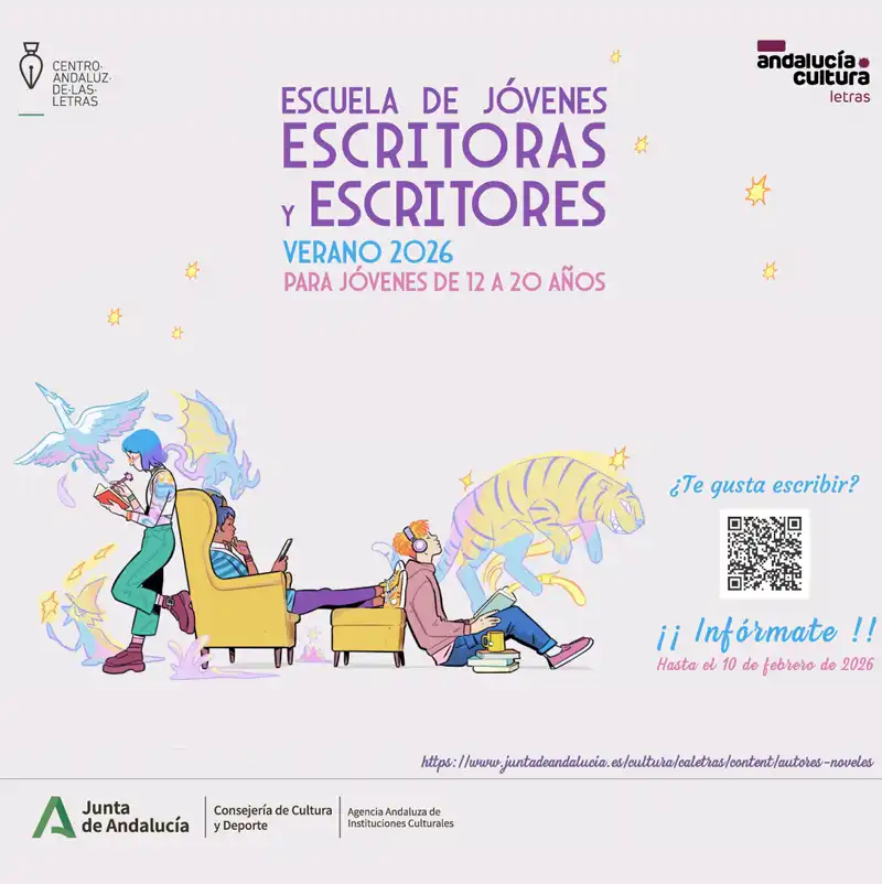 ESCUELA DE JÓVENES ESCRITORAS Y ESCRITORES. Junta de Andalucía. Solicitudes hasta el 10 Febrero 2026
