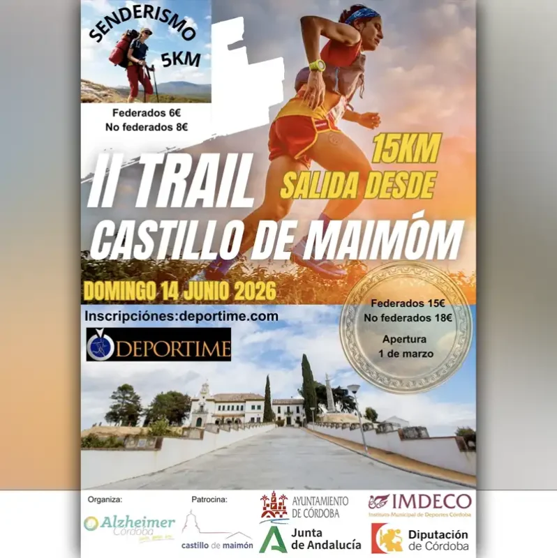 II TRAIL CASTILLO DE MAIMON. Asociacion Alzheimer Cordoba. Domingo 14 Junio 2026
