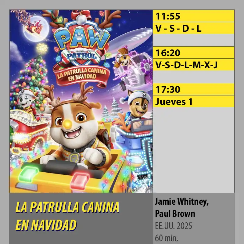LA PATRULLA CANINA EN NAVIDAD MK2 CineSur Tablero Córdoba LA PATRULLA CANINA EN NAVIDAD MK2 CineSur Tablero Córdoba