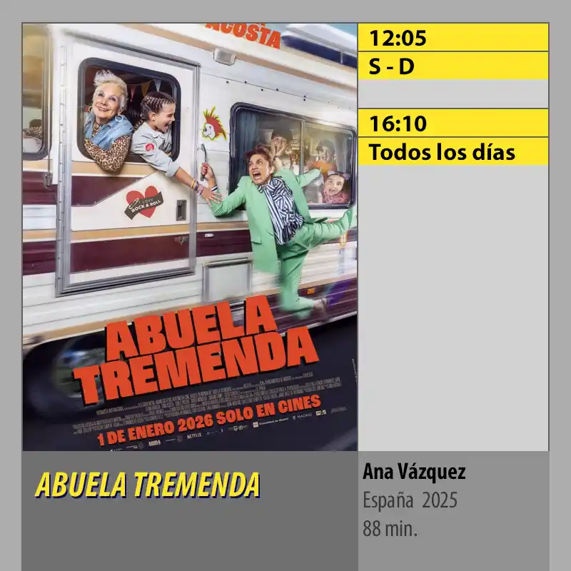 ABUELA TREMENDA MK2 CineSur Tablero Córdoba ABUELA TREMENDA MK2 CineSur Tablero Córdoba