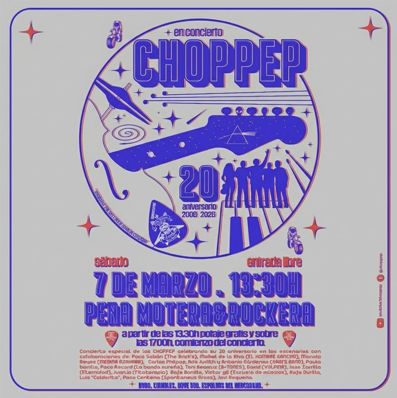 CHOPPEP en Concierto. Peña Motera & Rockera. Córdoba. Sábado 7 Marzo 2026
