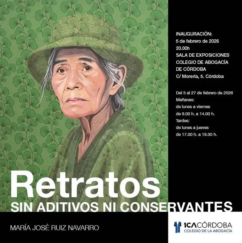 'RETRATOS' María José Ruiz Navarro. Colegio Abogacía Córdoba. Hasta el 27 Febrero 2026