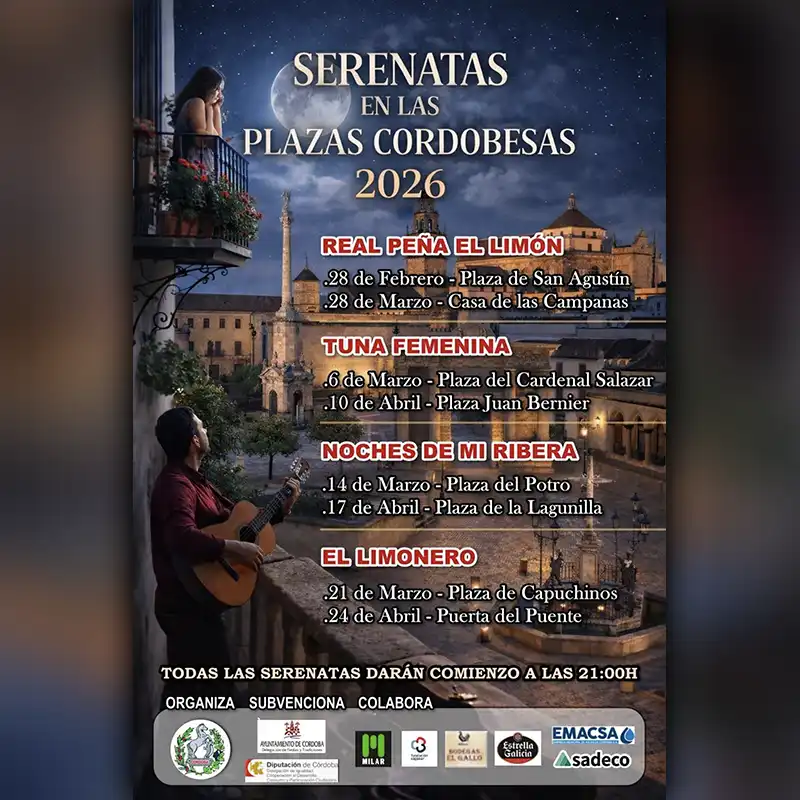 SERENATAS EN LAS PLAZAS CORDOBESAS 2026. Federacion de Penas Cordobesas