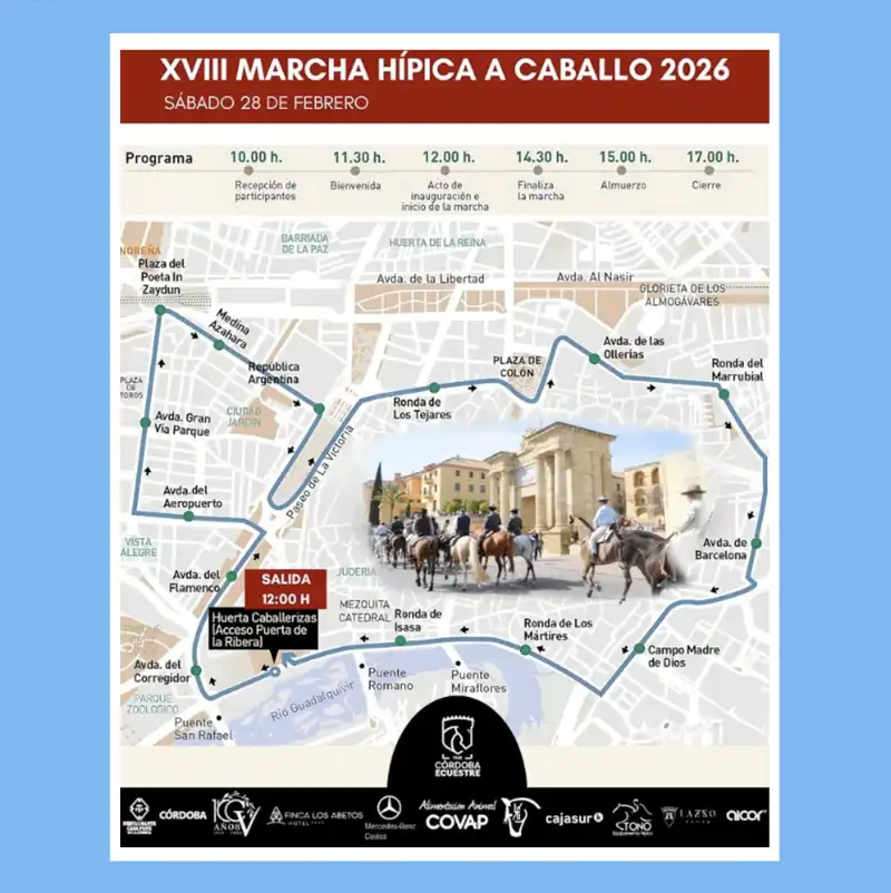 XVIII MARCHA HÍPICA CÓRDOBA A CABALLO (recorrido). Sábado 28 Febrero 2026 XVIII MARCHA HÍPICA CÓRDOBA A CABALLO (recorrido). Sábado 28 Febrero 2026