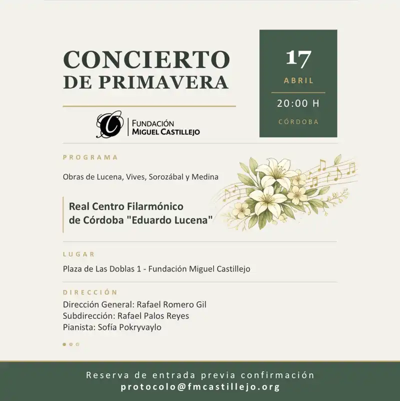 CONCIERTO DE PRIMAVERA. Fundación Miguel Castillejo. Córdoba. Viernes 17 Abril 2026