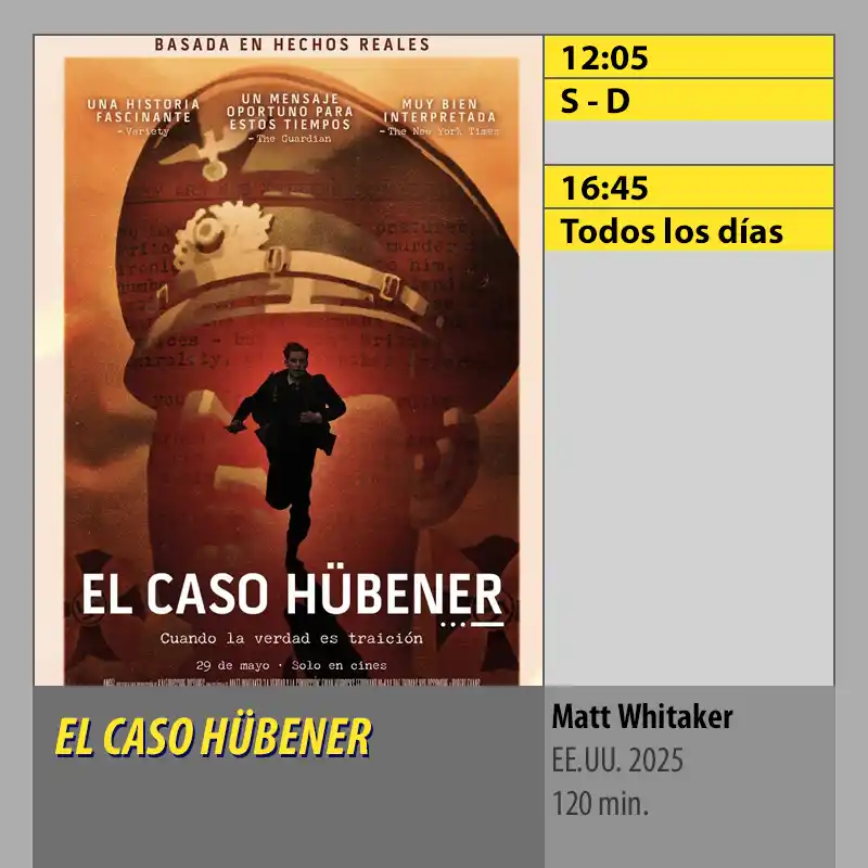 EL CASO HÜBENER MK2 CineSur Tablero Córdoba EL CASO HUBENER MK2 CineSur Tablero Cordoba