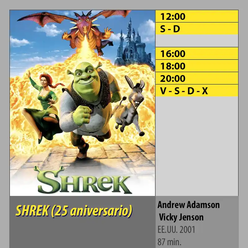 SHREK (25 aniversario) MK2 CineSur Tablero Córdoba SHREK 25 aniversario MK2 CineSur Tablero Cordoba