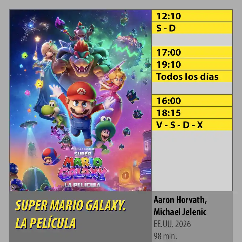 SUPER MARIO GALAXY. LA PELÍCULA MK2 CineSur Tablero Córdoba