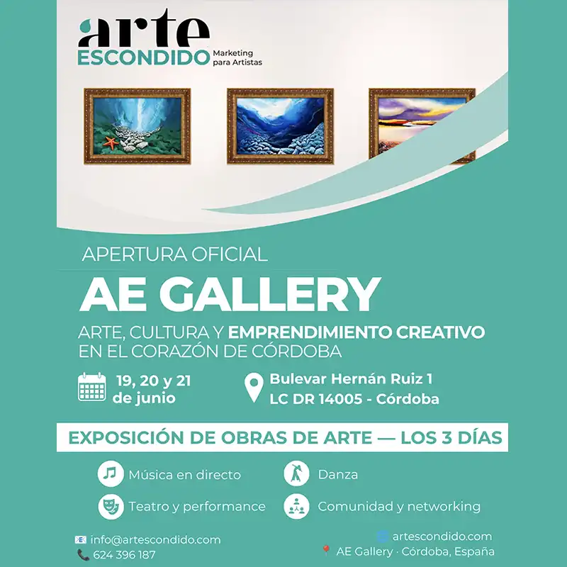 APERTURA OFICIAL. AE GALLERY. Córdoba. 19-20-21 Junio 2026 APERTURA OFICIAL. AE GALLERY. Córdoba. 19-20-21 Junio 2026