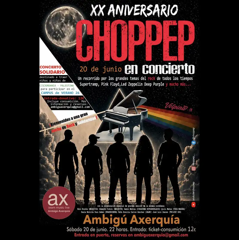 CHOPPEP. XX Aniversario. Sala Ambigú. Córdoba. Sábado 20 Junio 2026 CHOPPEP. XX Aniversario. Sala Ambigú. Córdoba. Sábado 20 Junio 2026