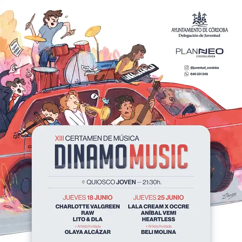 Conciertos DINAMOMUSIC 2026. Quiosco Joven. Cordoba. 18 25 Junio 2026