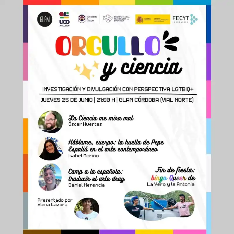 'ORGULLO Y CIENCIA'. Glam Córdoba. Jueves 25 Junio 2026 'ORGULLO Y CIENCIA'. Glam Córdoba. Jueves 25 Junio 2026