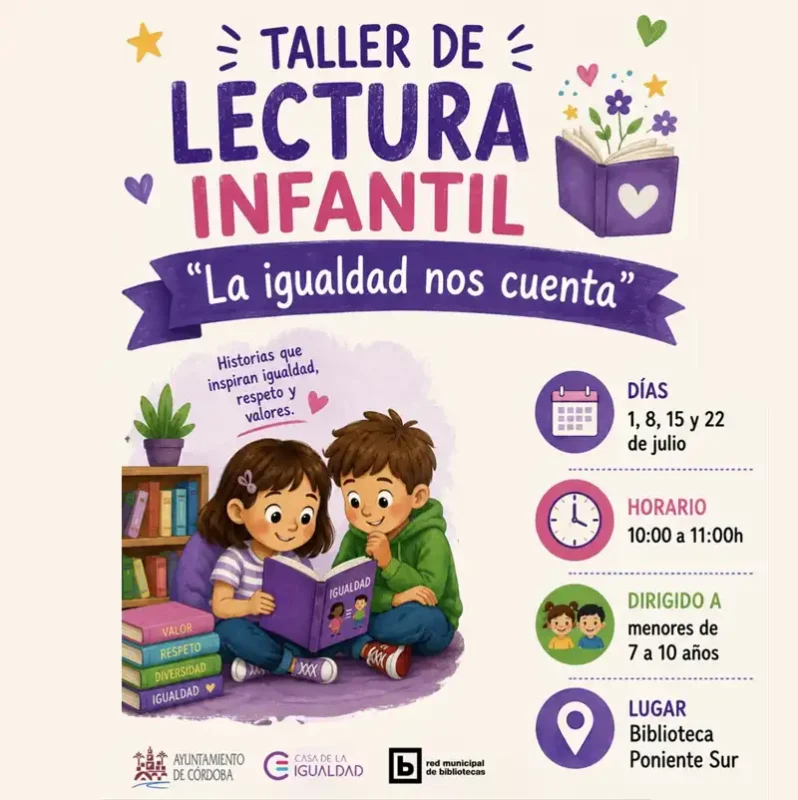 TALLER DE LECTURA INFANTIL. Biblioteca Poniente Sur. Cordoba. Julio 2026