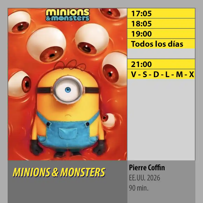 MINIONS & MONSTERS. MK2 CineSur Tablero Córdoba MINIONS MONSTERS. MK2 CineSur Tablero Cordoba