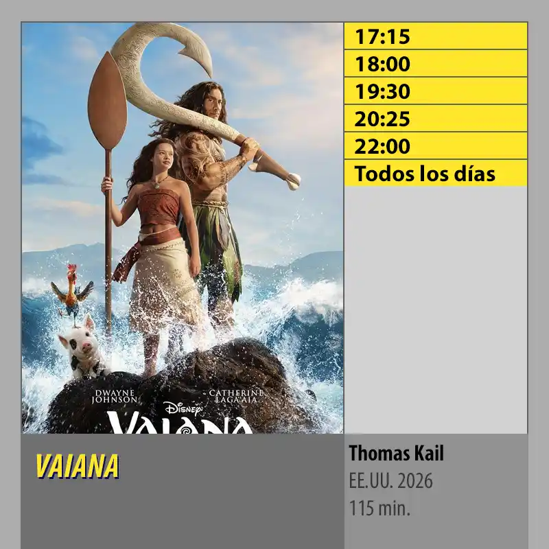 VAIANA. MK2 CineSur Tablero Córdoba VAIANA. MK2 CineSur Tablero Cordoba