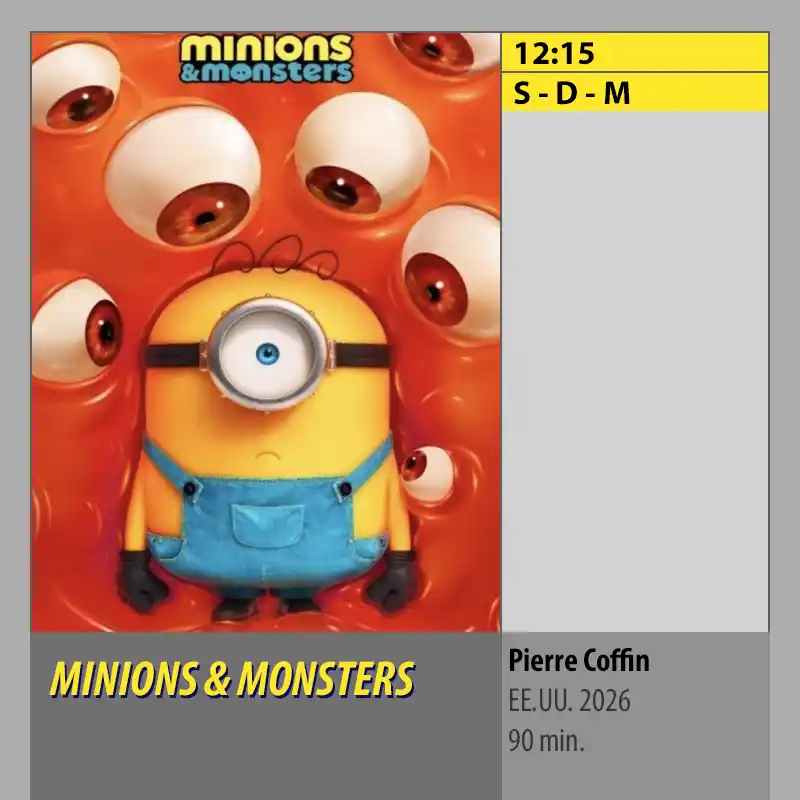 Cartelera MINIONS & MONSTERS. MK2 CineSur Tablero Córdoba Cartelera MINIONS MONSTERS. MK2 CineSur Tablero Cordoba