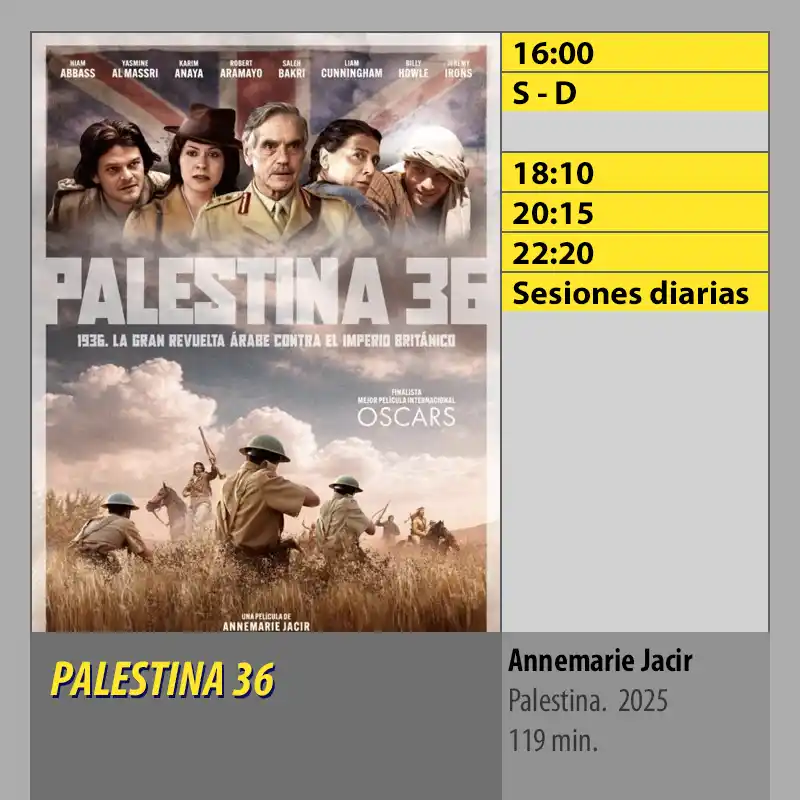 Cartelera PALESTINA 36. CINES AXION Córdoba Cartelera PALESTINA 36. CINES AXION Cordoba