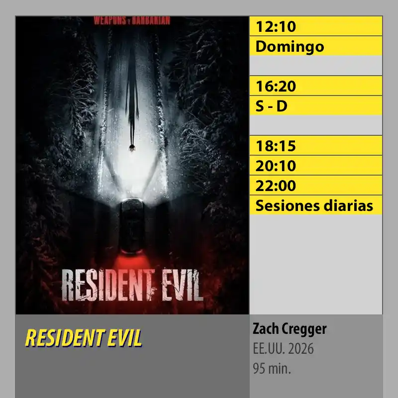 Cartelera RESIDENT EVIL. CINES AXION Córdoba Cartelera RESIDENT EVIL. CINES AXION Cordoba