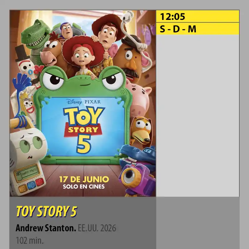 Cartelera TOY STORY 5. MK2 CineSur Tablero Córdoba Cartelera TOY STORY 5. MK2 CineSur Tablero Cordoba