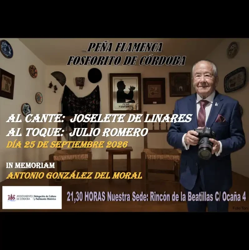 Recital Flamenco. Pena Fosforito. Cordoba. Viernes 25 de septiembre 2026