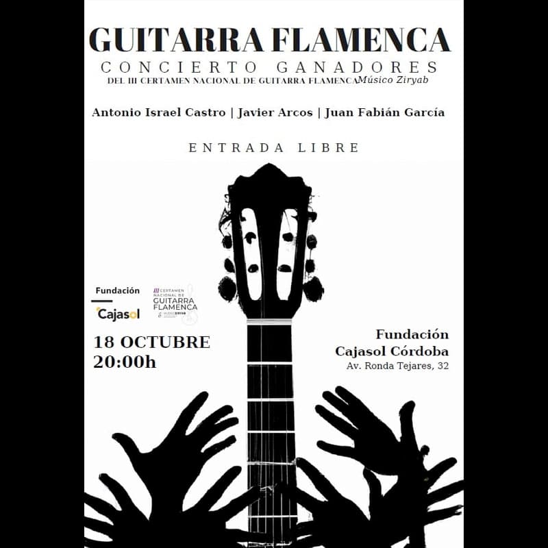 Concierto Guitarra Flamenca. Fundación Cajasol Córdoba. Viernes 18 Octubre 2024